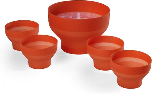 Vista 3 de Lekue Máquina para hacer palomitas de maíz jumbo con 4 cuencos plegables, juego de cuencos de silicona platino para palomitas de maíz