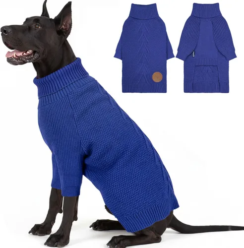 Vista 31 de cyeollo Suéter para perro pequeño, suéteres cálidos de cuello alto para perros pequeños, sudadera tejida para perrito con mangas, suéter de otoño e