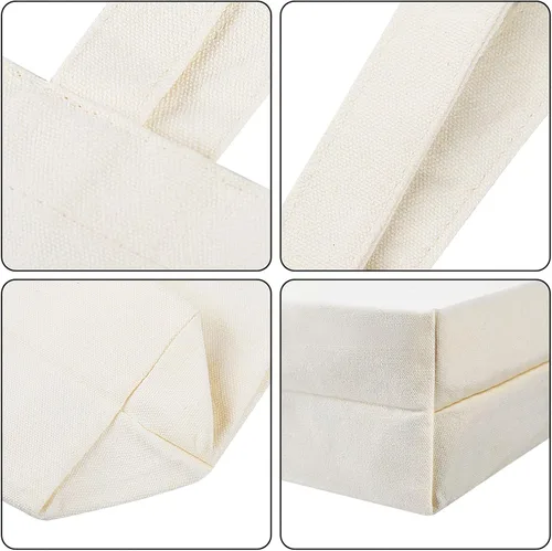 Vista 6 de Veyist 4 bolsas de lona grandes reutilizables, bolsas de lona multiusos en blanco, adecuadas para proyectos de bricolaje, comestibles, compras.