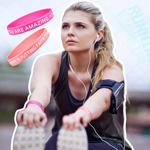 Vista 4 de 100 pulseras de silicona con cita motivacional, pulseras de goma inspiradoras de colores, pulseras elásticas unisex para mujeres, hombres, niños
