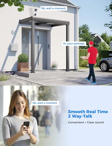 Vista 6 de Hiseeu - Cámara de seguridad inalámbrica, WiFi 5G/2.4G, vista de lente dual, control de inclinación, zoom, visión nocturna a todo color, detección