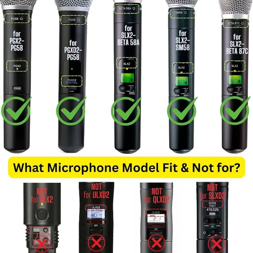 Vista 2 de Cubierta de micrófono brillante para batería Shure SLX2-SM58 Beta58, 2 piezas Compatible Wiress Mic SLX2/Beta58 SM58 PG58 Beta87C Tapa de batería