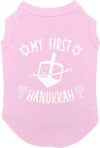 Vista 5 de My First Hanukkah - Camiseta para perro Menorah Dreidel (negro, XS)
