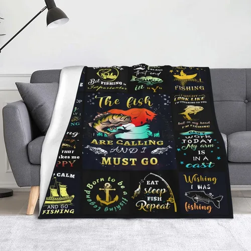 Vista 3 de Manta de pescado, regalos de pesca para hombres, regalos para pescador, manta de pesca de lubina para papá/marido/abuelo, accesorios de pescador