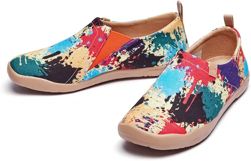Vista 50 de UIN Mocasines casuales para mujer, de viaje, pintados, para caminar, ligeros, cómodos, de lona, tenis de moda