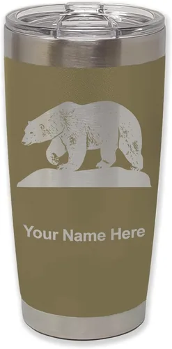 Vista 36 de LaserGram Vaso aislado al vacío de 20 onzas, oso polar, grabado personalizado incluido (negro)