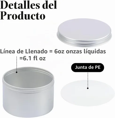 Vista 3 de 32 latas de aluminio de 6 onzas con tapas, latas de metal de aluminio con tapa de rosca para bálsamo labial, ungüento, especias, dulces