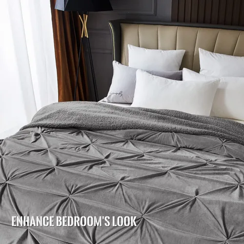 Vista 5 de KAWAHOME - Cobija de invierno supersuave y plisada extracálida de Sherpa, para sofá o cama