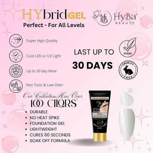 Vista 2 de HyGEL CLEAR - Esmalte de uñas de gel híbrido de 2.0 fl oz, capa transparente natural PF01