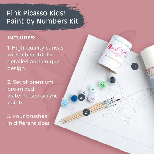 Vista 2 de Pink Picasso Kits de pintura por números para niños de 8 a 12 años Kit de manualidades para niños principiantes de bricolaje, pintura acrílica