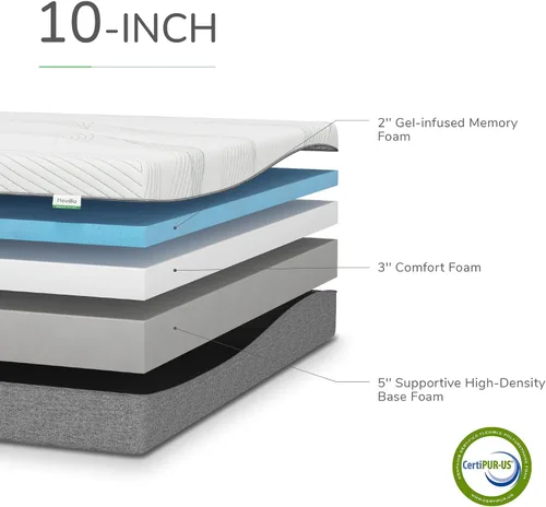 Vista 2 de Novilla Colchón tamaño King en una caja, colchón de espuma viscoelástica de gel de 10 pulgadas, colchón de felpa tamaño King para alivio de presión