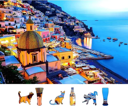 Vista 11 de MINIWAN Rompecabezas de 300 piezas de la Costa Amalfi, rompecabezas de alta calidad para adultos, estilo rústico, 17 x 11 pulgadas 300 piezas Costa