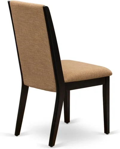 Vista 7 de East West Furniture LAP1T47 Lancy Parson - Juego de 2 sillas de comedor tapizadas de tela de lino color sable claro, color negro