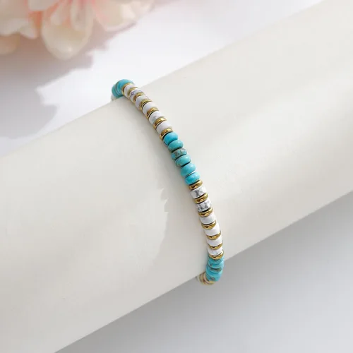 Vista 5 de XIJIN Pulseras pequeñas de cuentas de piedra para mujeres y hombres, hechas a mano, pulsera de piedra colorida, joyería, regalos de cumpleaños