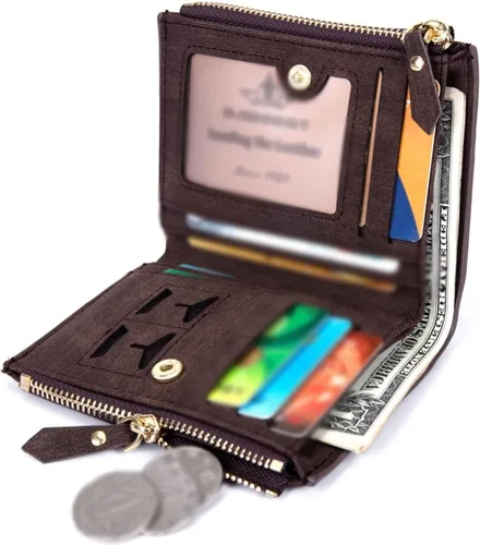 Vista 5 de ZAINJO Carteras para hombres hombres hombres de cuero PU Biflod corto cartera cremallera monedero bolsa casual dinero bolsa Pur