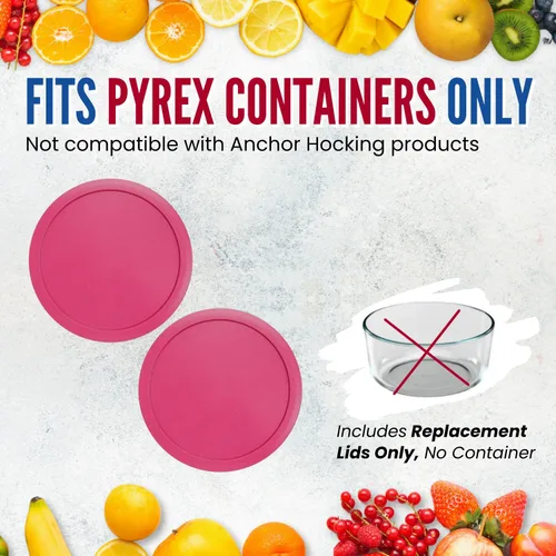 Vista 5 de Tapas de repuesto que se ajustan a los tazones de recipientes de vidrio Pyrex para almacenamiento de alimentos de 4 tazas, tapas redondas