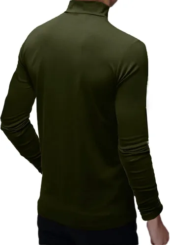 Vista 4 de Rela Bota Camisetas de moda para hombre, camisetas de cuello alto falso, ropa interior térmica, manga larga, ajustada, elástica, básica