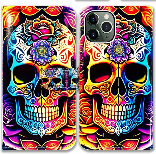 Vista 9 de Bcov Funda para iPhone 11 Pro Max, diseño de pájaro negro y verde con tapa de cuero con ranura para tarjeta de crédito, soporte para tarjeta