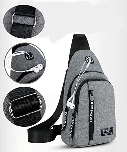 Vista 6 de YERCHIC Bolso bandolera pequeño cruzado en el pecho, hombro resistente al agua, bolsa de viaje con correa para hombres y mujeres con agujero