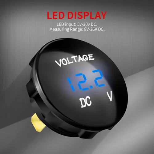 Vista 3 de DaierTek DC 12V 24V Display Automotriz Voltímetro de Reemplazo, Medidor de Voltaje Digital de 12 Voltios 24 Voltios 36 Voltios Impermeable Mini