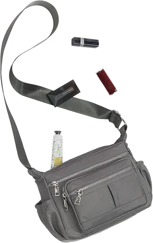 Vista 3 de Chinllo Bolso cruzado de nailon para mujer, con múltiples bolsillos, espacioso, bolso de hombro con correa