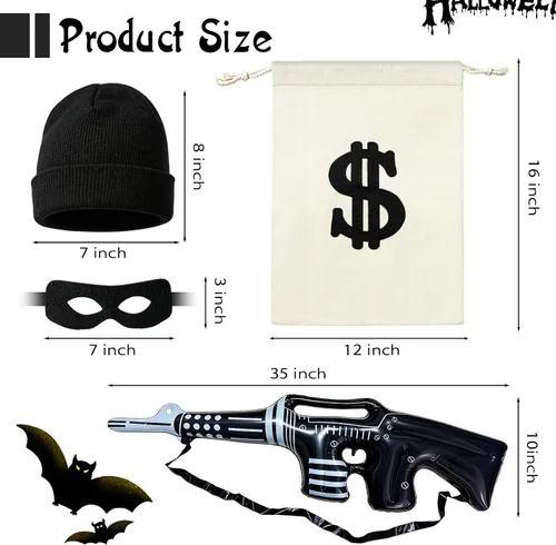 Vista 2 de 4 piezas de ametralladora inflable, accesorios de disfraz de bandido
