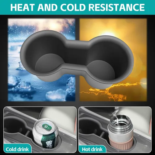 Vista 5 de Organizador de portavasos compatible con accesorios Chevy Equinox 2018-2024, sin ruido, a prueba de agua y polvo, TPE inserto para consola