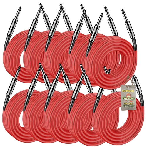 Vista 11 de Fat Toad Cables de altavoz de 25 pies de 1/4 pulgadas (serie Rojo-Flexpro), paquete de 2 cables de audio para DJ con conectores macho Jack, cable
