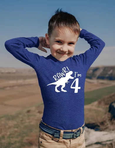 Vista 3 de rawr im 4 year old boy shirt roar 4th birthday shirt boy four dinosaur tshirt