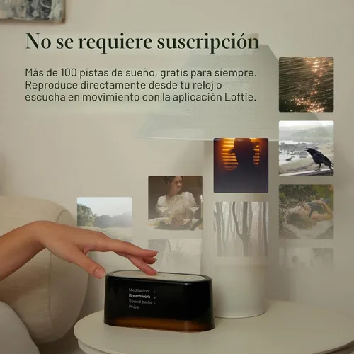 Vista 7 de Loftie Reloj despertador con máquina de sonido – Reloj despertador inteligente con luz nocturna, ruido blanco, altavoz Bluetooth, más de 100 sonidos