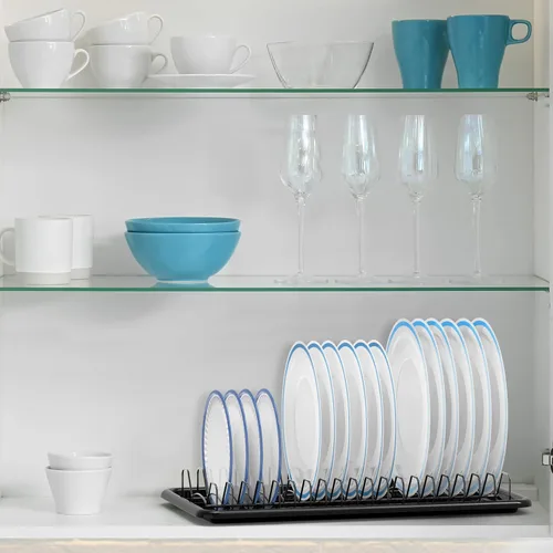 Vista 4 de Simple Houseware Escurridor de platos con bandeja de escurrido, negro