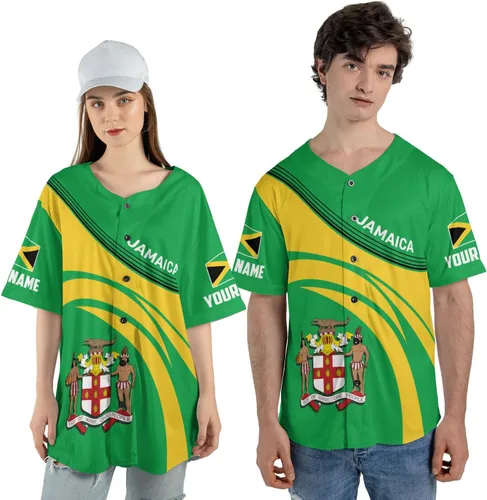 Vista 4 de Camiseta de béisbol de Jamaica con nombre personalizado, camiseta jamaicana personalizada, uniforme de orgullo de Jamaica, unisex, S-5XL