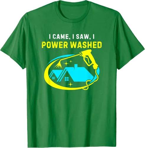 Vista 5 de Camiseta con texto en inglés "I Came, I Saw, I Power Washed Funny Power Washing", Negro