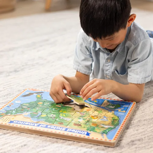 Vista 5 de Melissa & Doug – EE. UU. Mapa – Puzzle de rompecabezas de madera de sonido con efectos de sonido (40 Pcs)