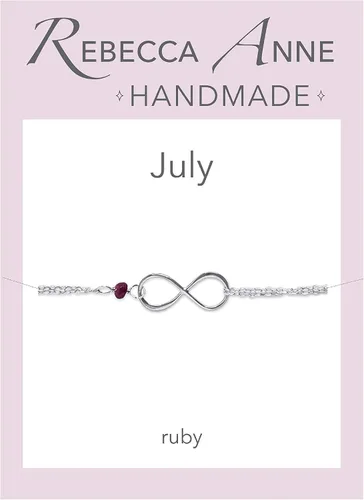 Vista 94 de Pulsera con dije de infinito con piedra natal, joyería hecha a mano, regalo para ella