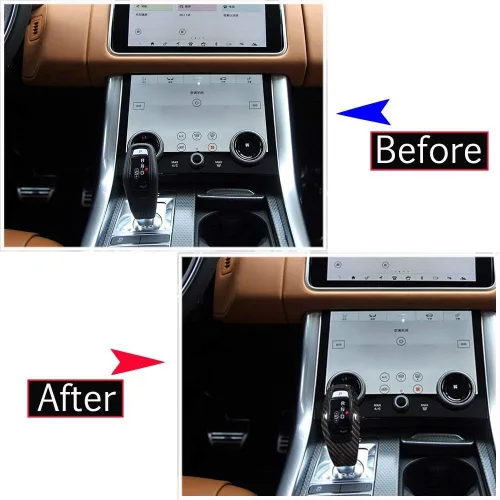 Vista 3 de YIWANG Fibra de carbono estilo ABS plástico cambio cabeza cubierta ajuste para Land Rover Range Rover deporte 2018 2019