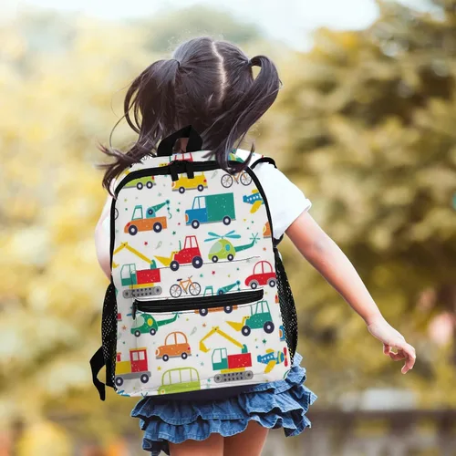 Vista 2 de Linda mochila de dibujos animados para niños, mini bolsa para niños y niñas, viaje preescolar, Coches Avión, Mochilas Daypack