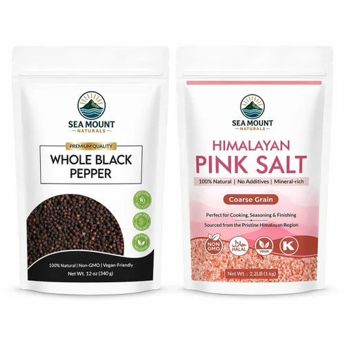 Vista 8 de Sea Mount Naturals Tellicherry - Granos de pimienta negra, 12 onzas (11.99 oz) Pimienta negra entera natural para molinillos Kosher, sin OMG