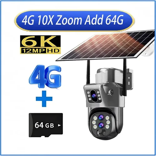 Vista 2 de Cámara de seguridad PTZ solar 6K 4G Zoom 4G 10X Añadir 64G