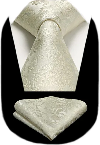 Vista 180 de Corbatas florales tejidas clásicas para hombre, corbata cuadrada de bolsillo, corbatas formales para hombres, boda con pañuelo