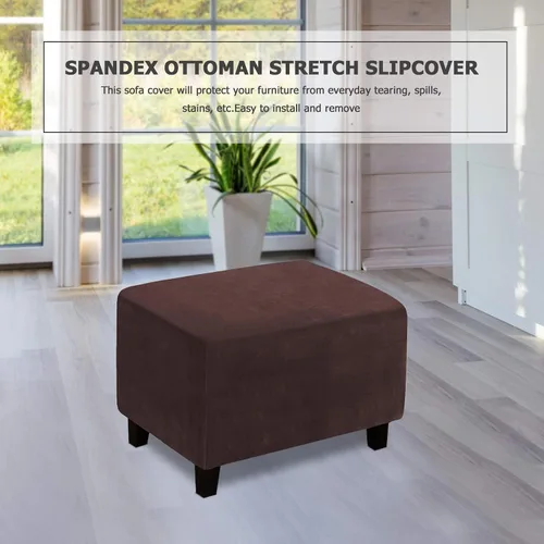 Vista 6 de ele ELEOPTION Funda otomana rectangular súper elástica y suave de ajuste forma, fundas otomanas para taburete de pies y muebles de almacenamiento