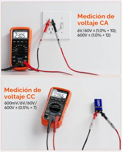 Vista 5 de Multímetro digital con auto-rango Crenova MS8233D, instrumento de medición electrónica, detector de voltaje CA, medidor portátil de Amp / Ohm