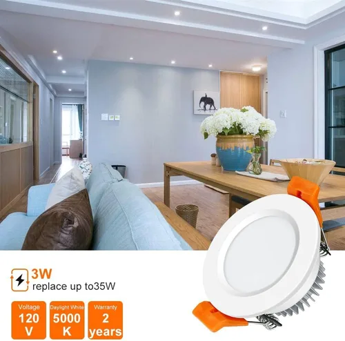 Vista 3 de inShareplus Iluminación empotrable LED de 2 pulgadas, luz regulable de 3 W (equivalente a 35 W), luz blanca diurna de 5000 K, CRI80, lámparas