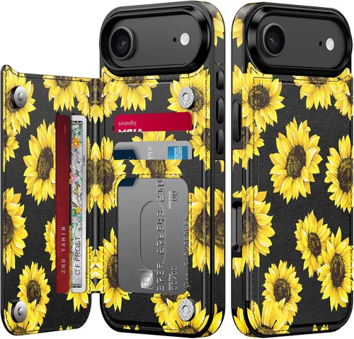 Vista 290 de LETO para iPhone 15 Pro Funda tipo cartera - Tapa tipo folio con patada - Diseños de moda - Tarjetero - Funda protectora para mujeres y niñas - 6.1