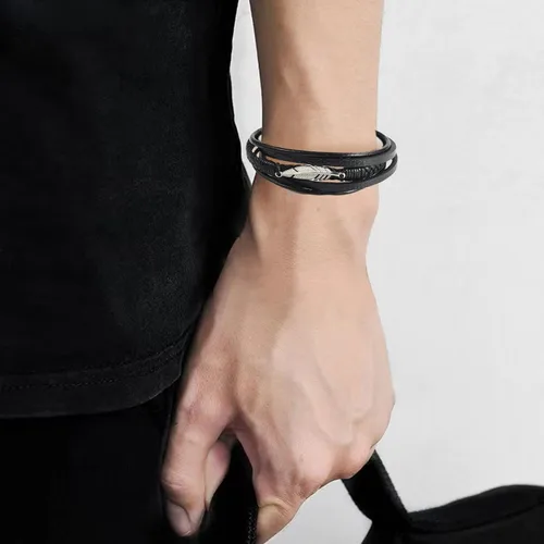 Vista 31 de Pulsera de cuero para hombre (mahua/matikou/yuanquan/8 Infinity)