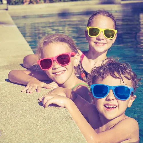 Vista 7 de Gafas de sol de fiesta de colores neón retro 1018 con espejolentes de gelatina, regalos de fiesta a granel para adultos y adolescentes unisex