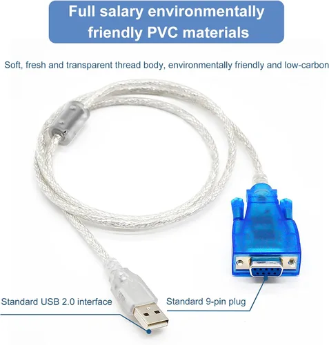 Vista 6 de Cable USB a serie RS232 (5.9 pies) Conector DB9 RS232 puerto serie hembra adaptador industrial compatible con Windows Series/Linux/MacOSX
