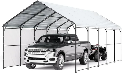 Vista 33 de VEVOR Cobertizo Tienda de Almacenamiento Exterior Portátil Resistente de 6 x 8 x 7 pies, Refugio de Cochera Garaje Impermeable con Puerta Enrollable