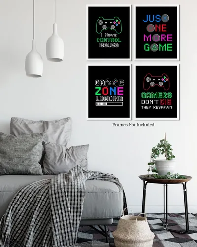 Vista 4 de Decoración de sala de juegos para niños, cosas geniales para tu habitación, cueva de hombre, dormitorio, sala de juegos o bar, juego de 4 accesorios