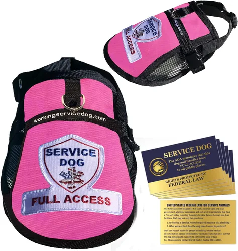 Vista 12 de Chaleco de acceso completo de malla para perros de servicio premium (circunferencia de 9 a 13 pulgadas, azul) - Incluye cinco tarjetas de folleto
